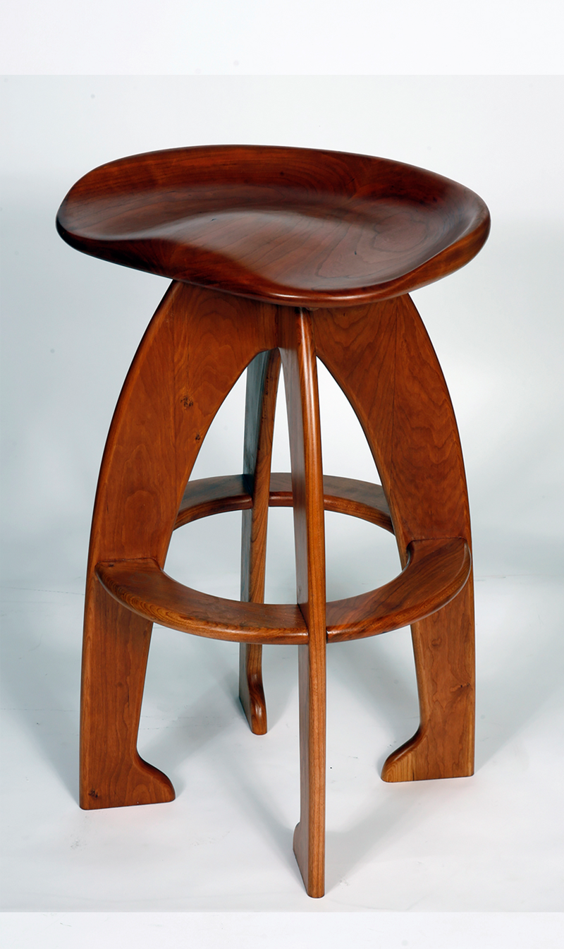 Cherry Carved Seat Stool