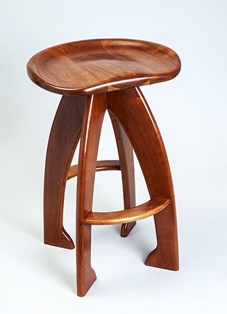 Cherry Carved Seat Stool Counter